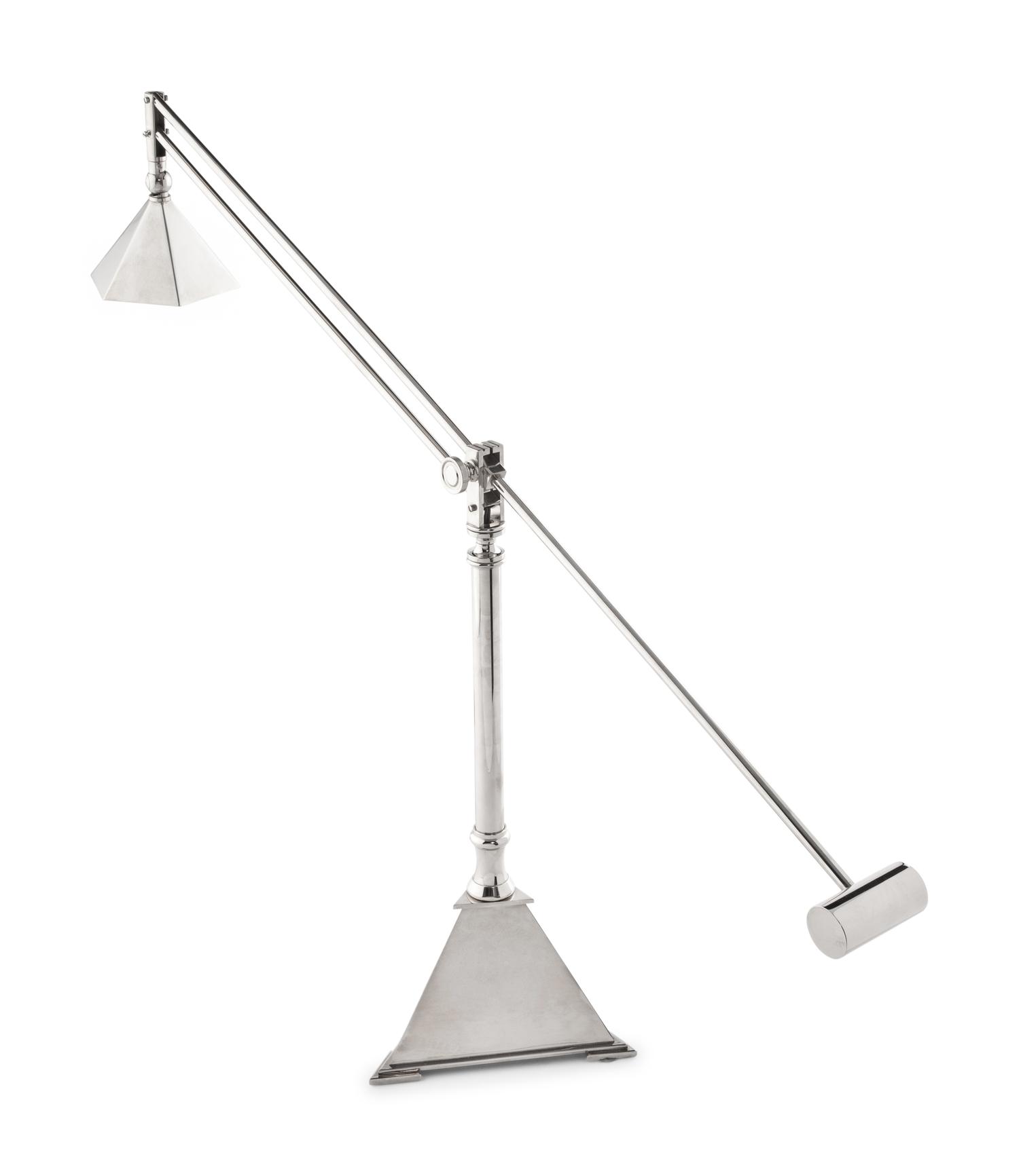 A Contemporary Chromed Metal Counter-Balance Desk Lamp