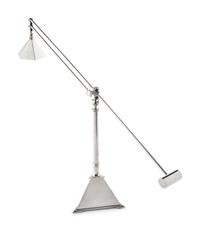 A Contemporary Chromed Metal Counter-Balance Desk Lamp