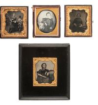 [EARLY PHOTOGRAPHY]. 5 sixth plate images featuring studious individuals, mostly children.