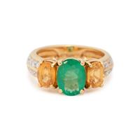 EMERALD, YELLOW SAPPHIRE AND DIAMOND RING