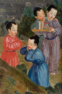 A Chinese Eglomise Figural Scene — 19TH CENTURY