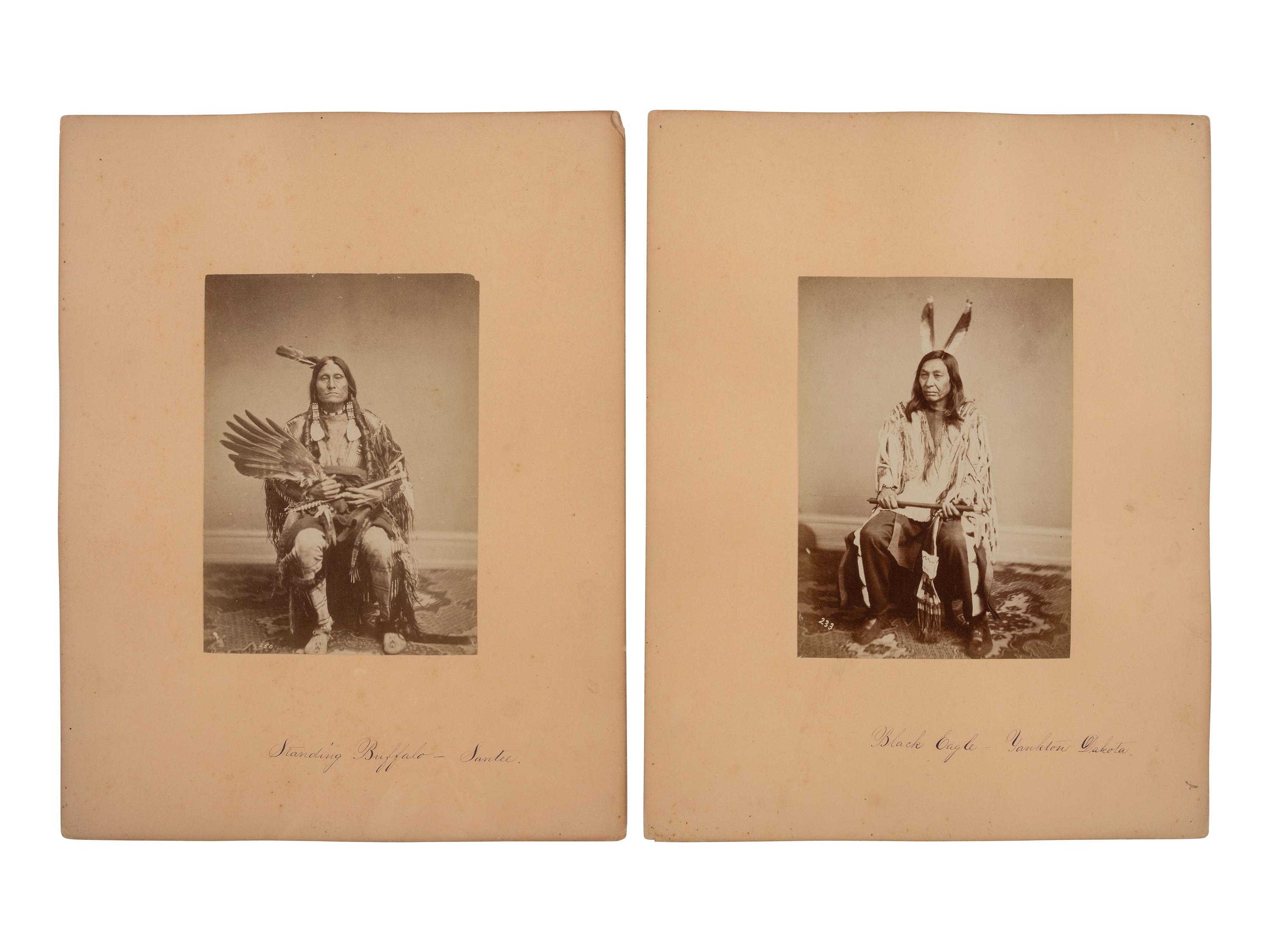 SHINDLER, Antonio Zeno (1823-1899), photographer. A group of 6 albumen photographs of Yankton Sioux Indians. [Washington, DC, 1867].