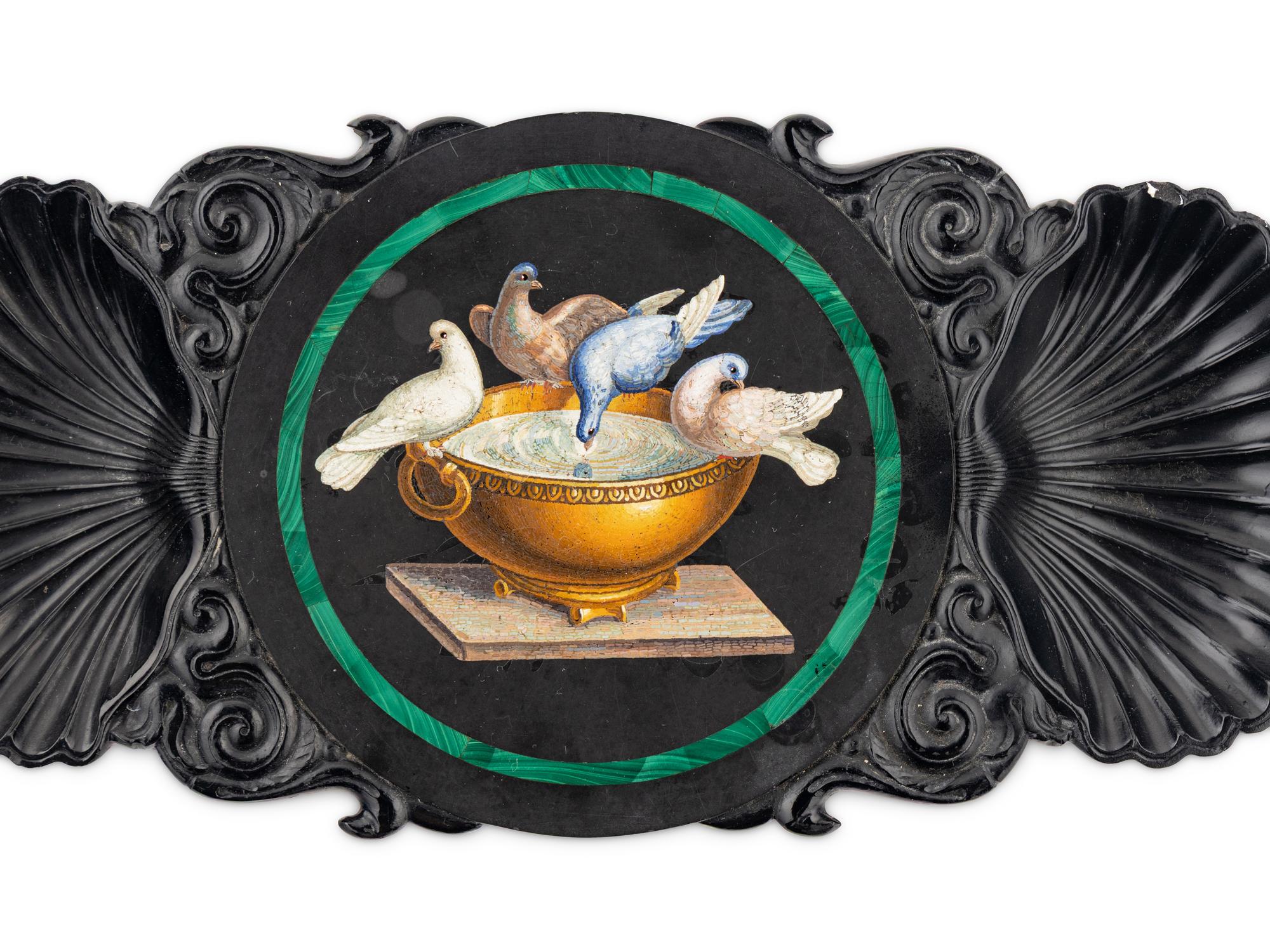 An Italian Double-Shell Carved and Micromosaic-Inset Vide Poche