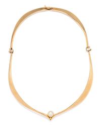 A Modernist Yellow Gold and Cultured Pearl Collar Necklace, Ed Wiener, 17.10 dwts.