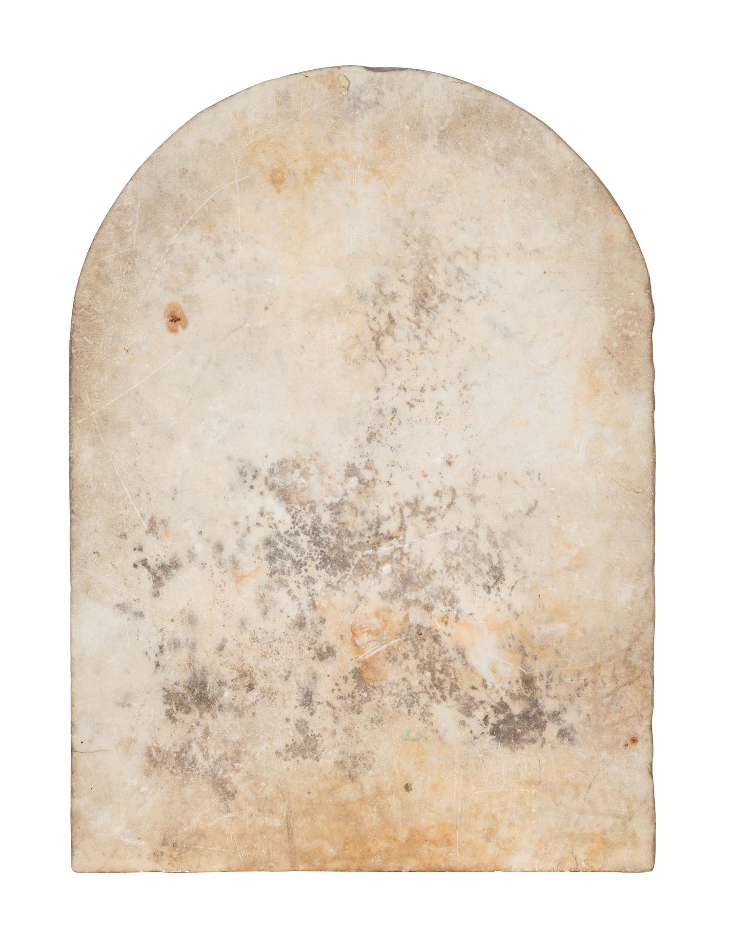 A Carved Marble Plaque of a Mother and Daughters