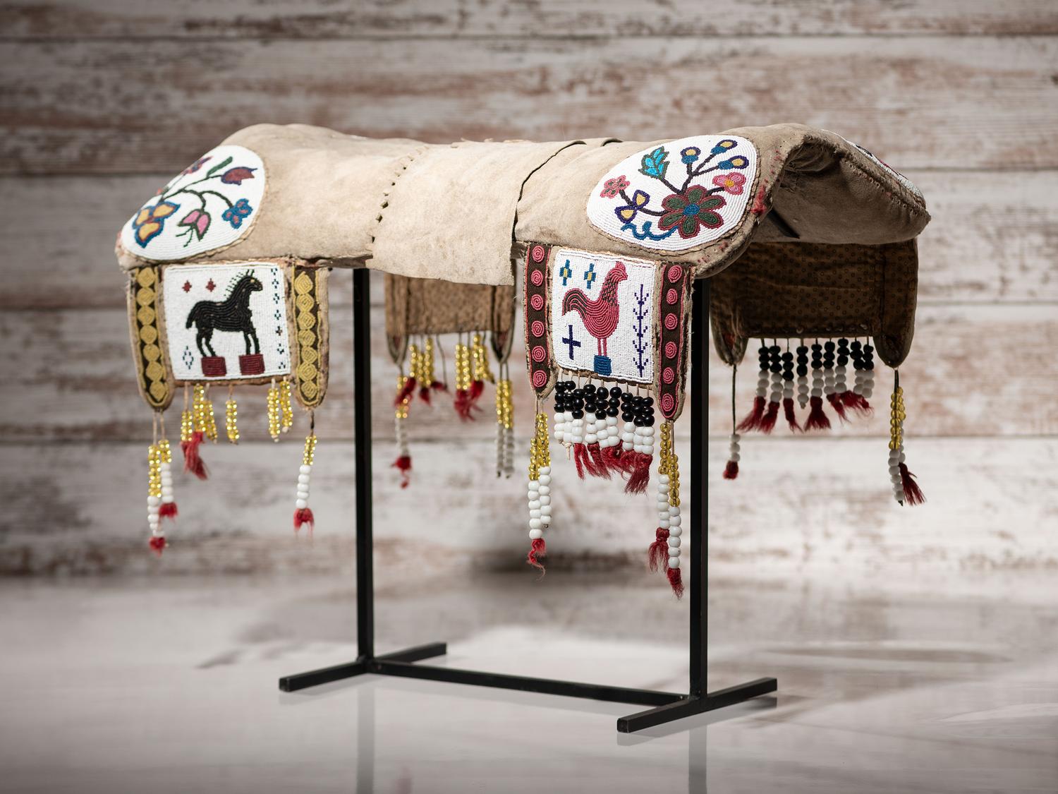 Northern Plains Beaded Buffalo Hide Pictorial Pad Saddle