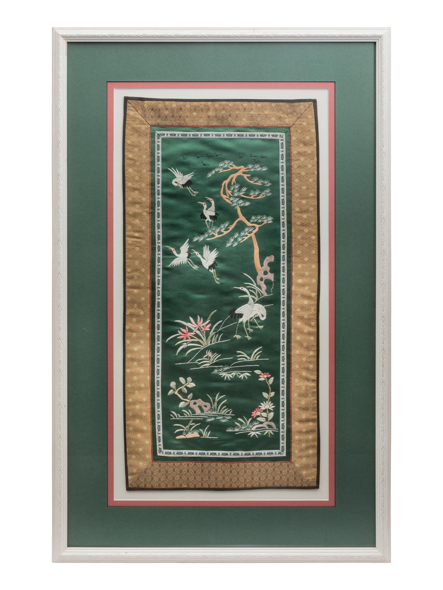 Six Chinese Embroidered Silk Panels