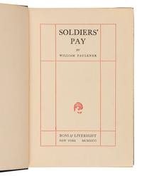 FAULKNER, William (1897-1962). Soldiers' Pay . New York: Boni & Liveright, 1926.