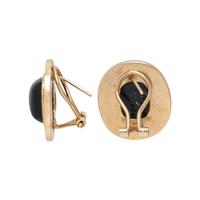 YELLOW GOLD AND ONYX EARCLIPS