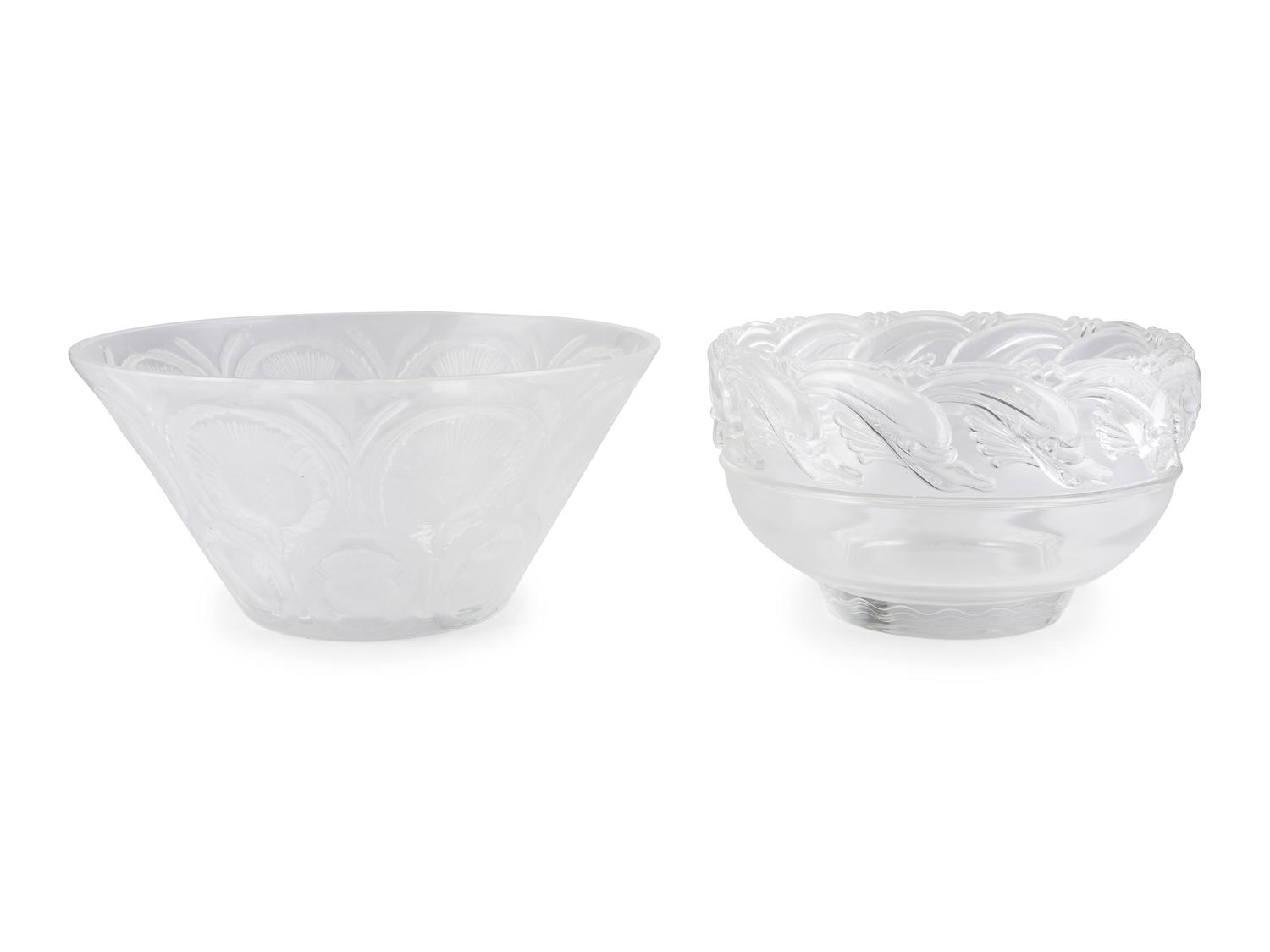 Two Glass Bowls, Lalique and Tiffany