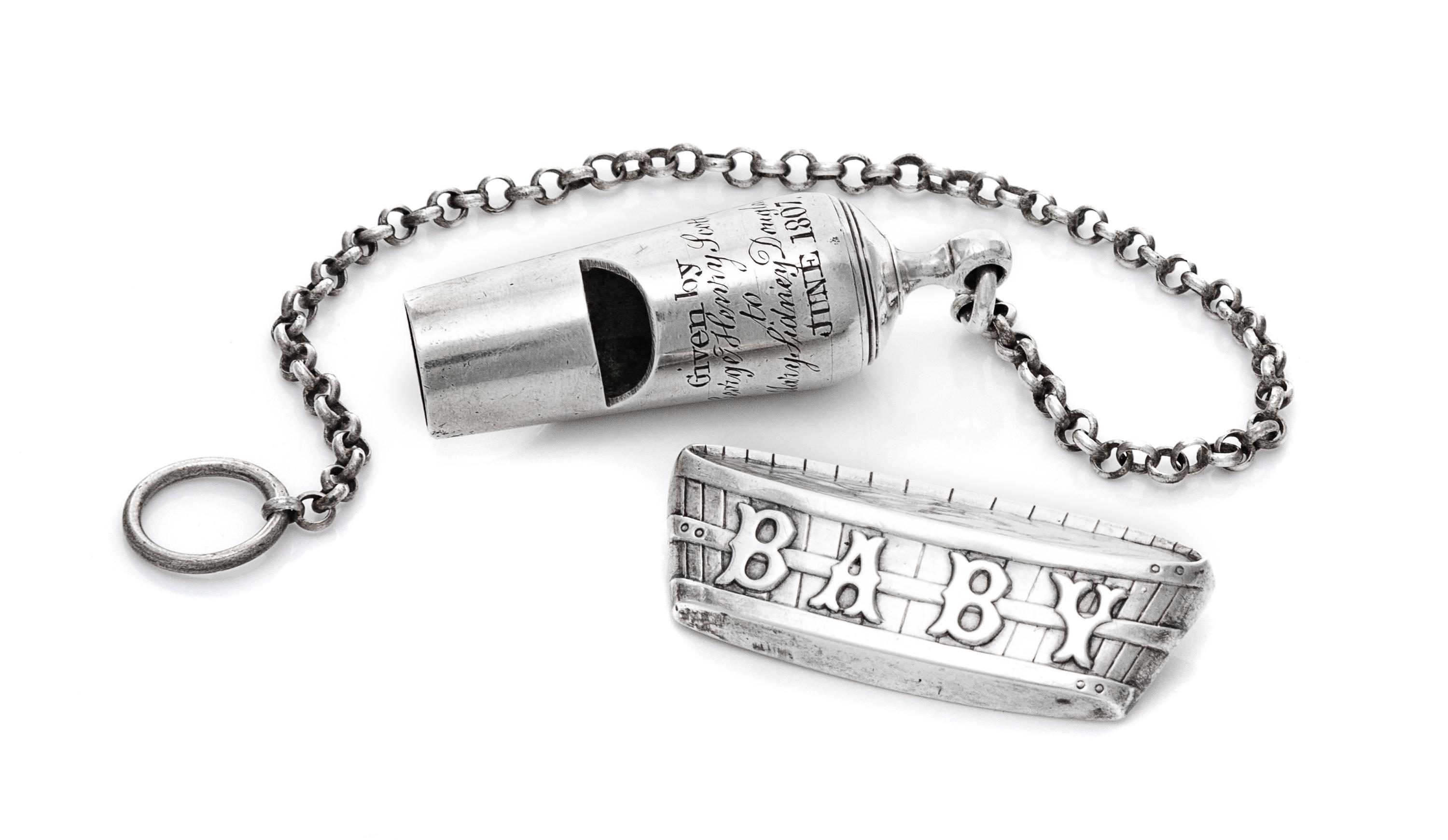 A George III Silver Whistle, London, 1804, the body with engraved inscription Given by/ George Henry Scott/ to/ Mary Sidney Douglas/ Ju