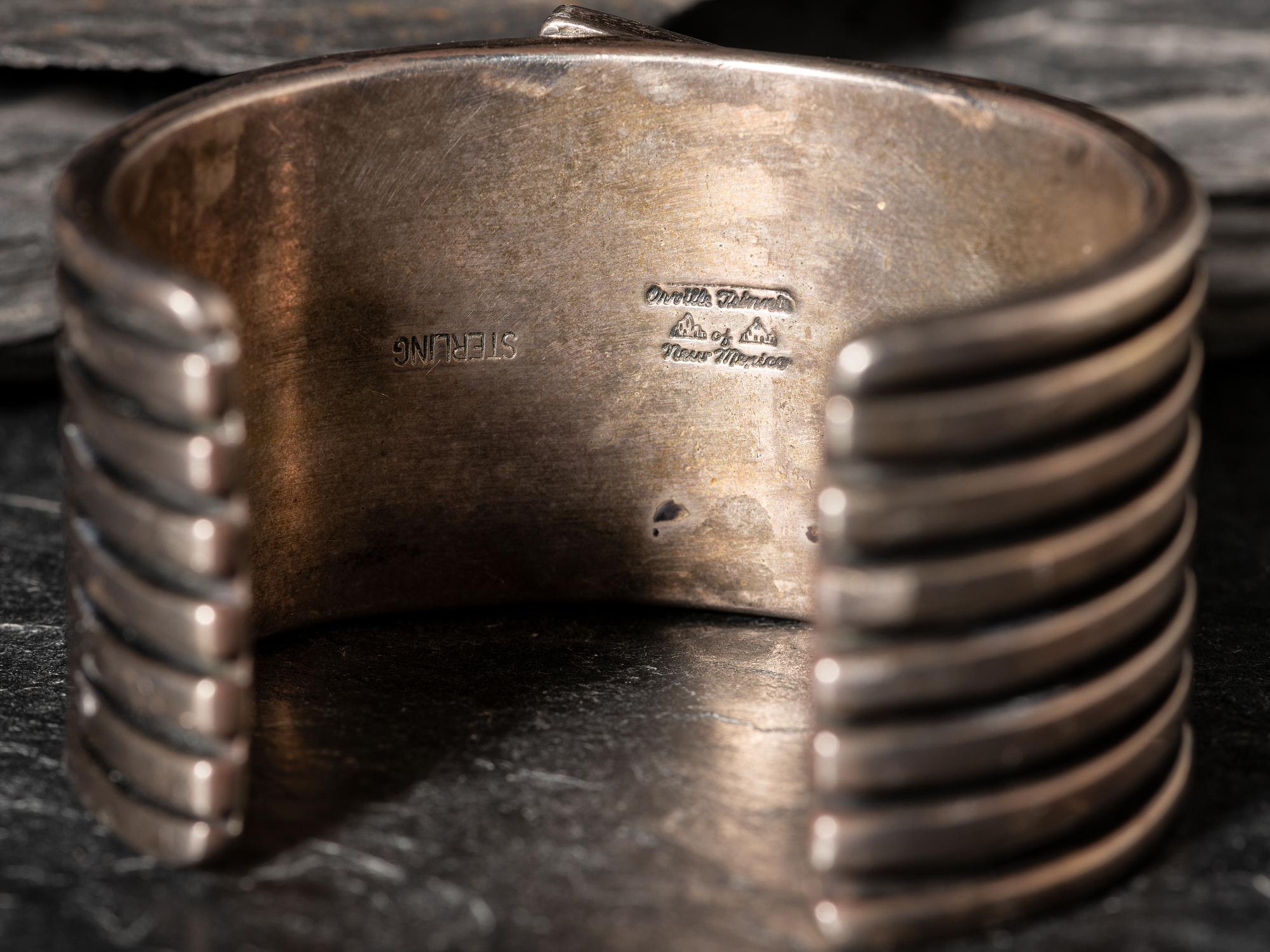 Heavy Sterling Silver and Turquoise Cuff Bracelet