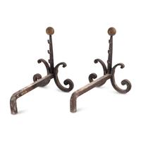 A Pair of French Iron and Bronze Andirons