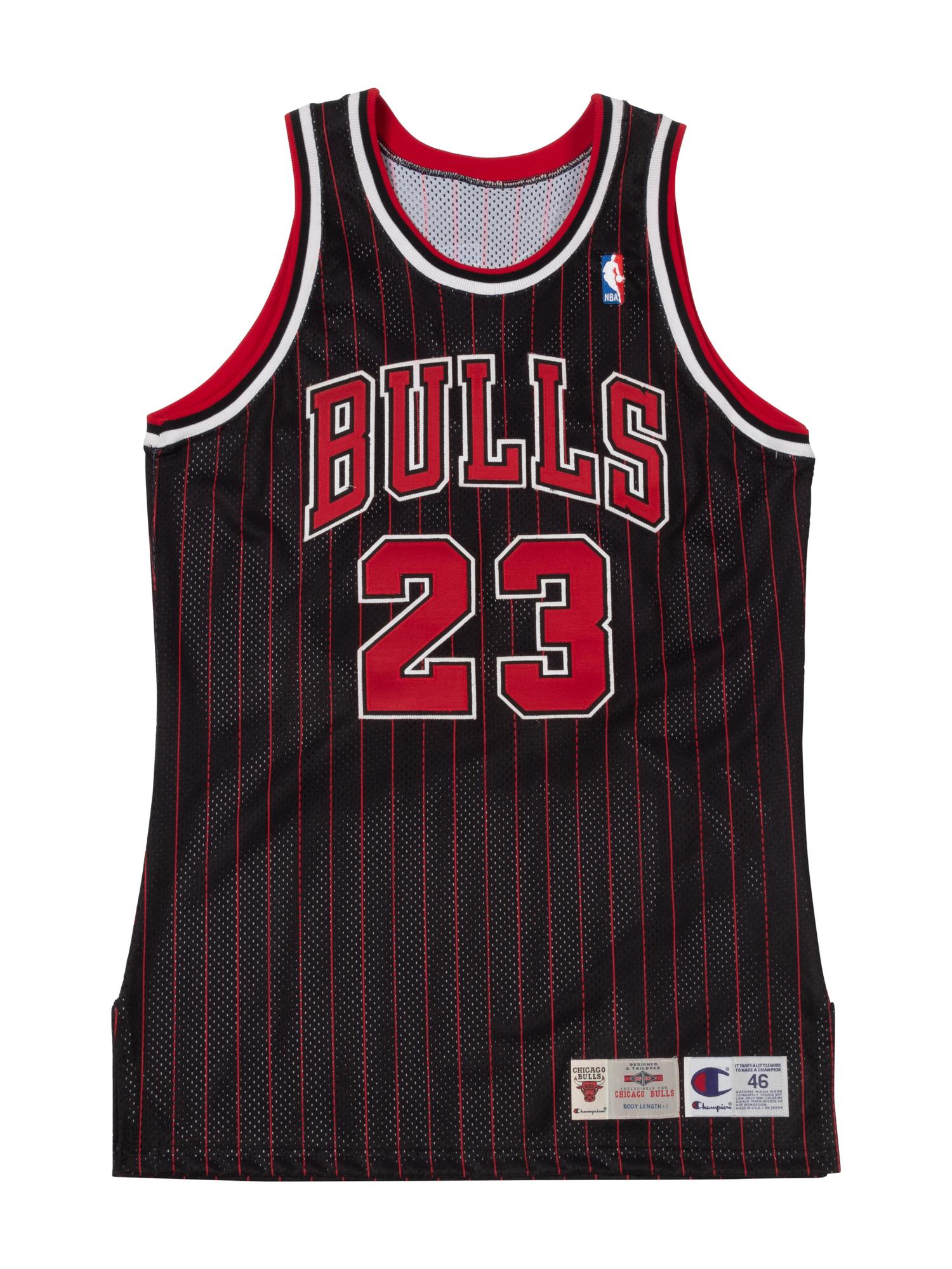 A 1995-96 Michael Jordan Chicago Bulls Game Pro Cut Alternate Black Jersey