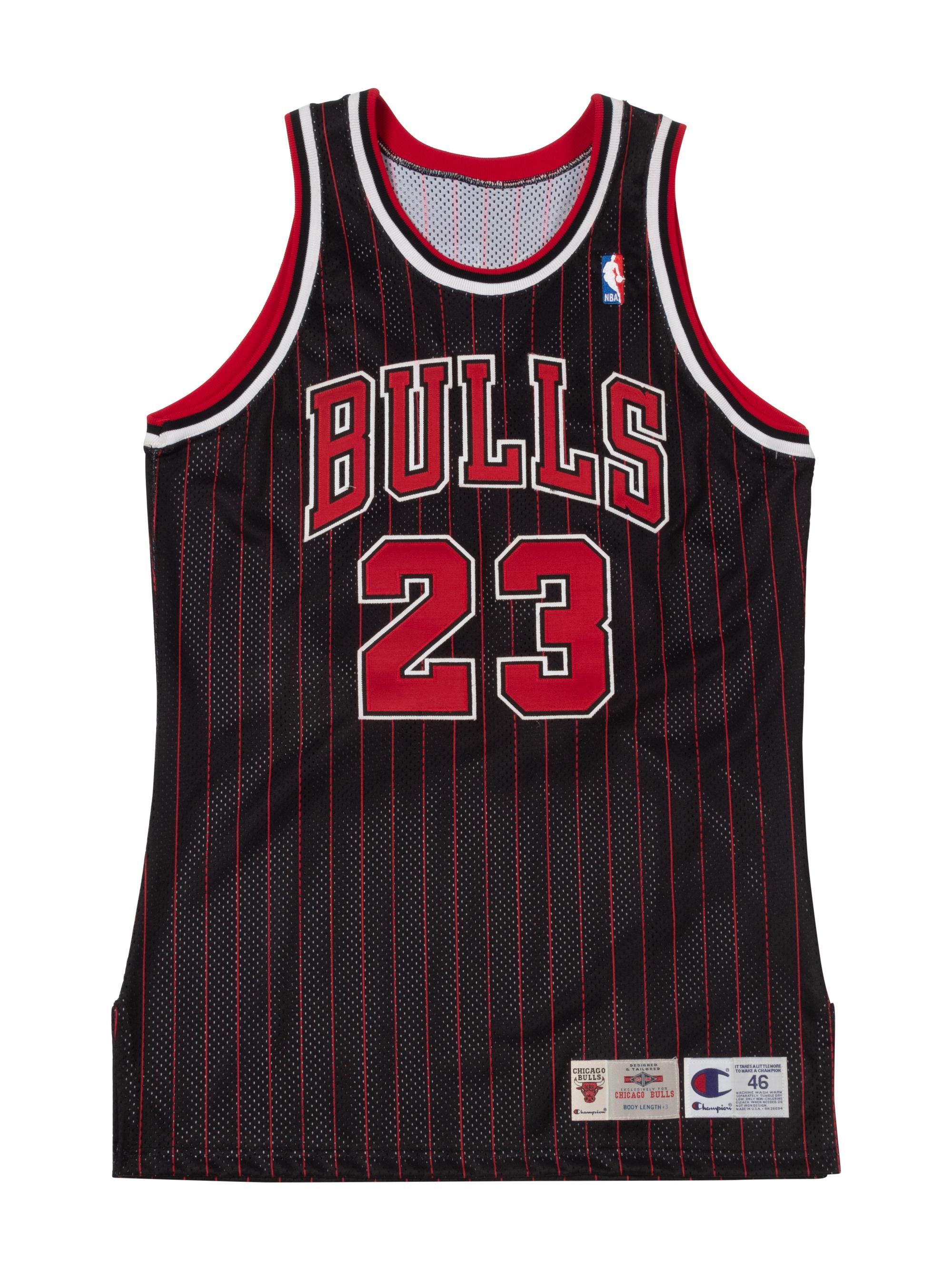 A 1995-96 Michael Jordan Chicago Bulls Game Pro Cut Alternate Black Jersey