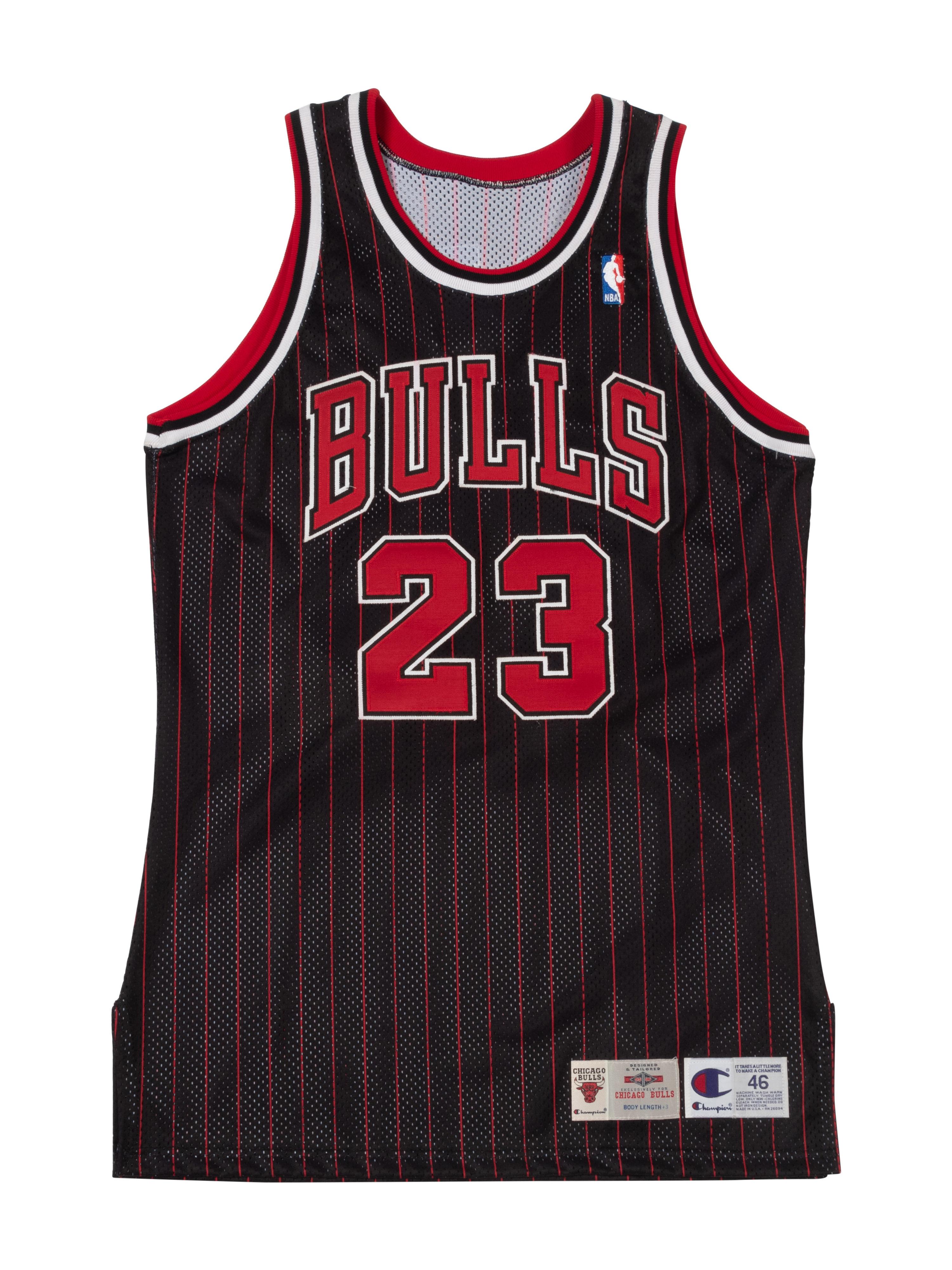 A 1995-96 Michael Jordan Chicago Bulls Game Pro Cut Alternate Black Jersey