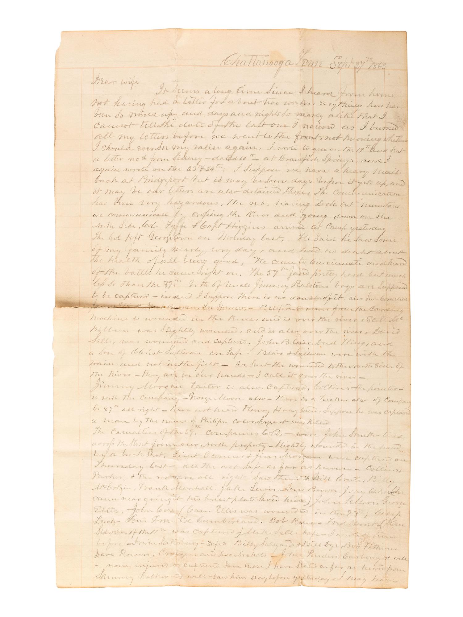 [CIVIL WAR]. Papers of Dr. Thomas Winslow Gordon (1819-1900), Brigade Surgeon and surgeon in the 97th Ohio Volunteer Infantry, incl. description of the "Siege of Cincinnati" and Western Theater engagements.