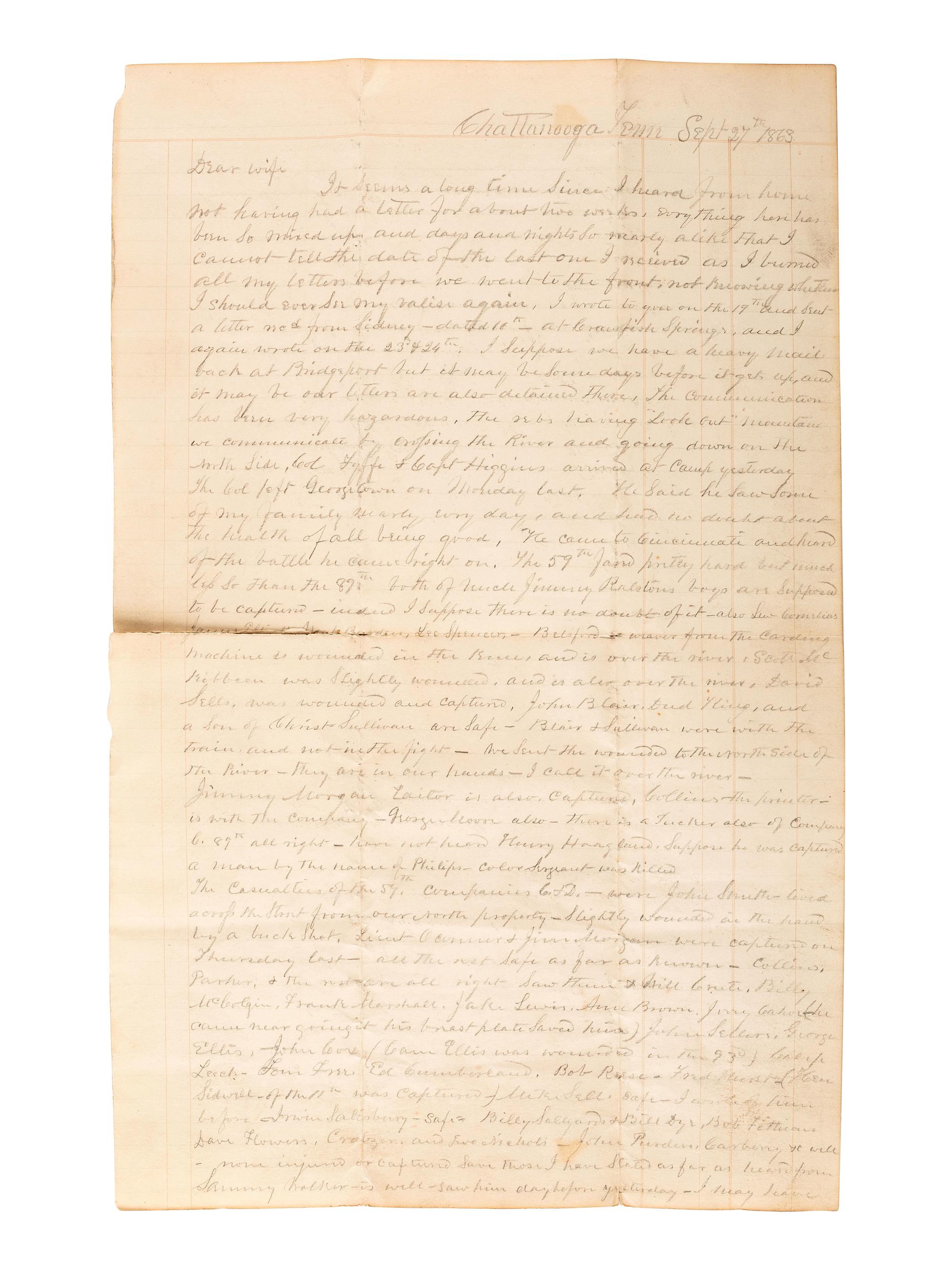 [CIVIL WAR]. Papers of Dr. Thomas Winslow Gordon (1819-1900), Brigade Surgeon and surgeon in the 97th Ohio Volunteer Infantry, incl. description of the "Siege of Cincinnati" and Western Theater engagements.