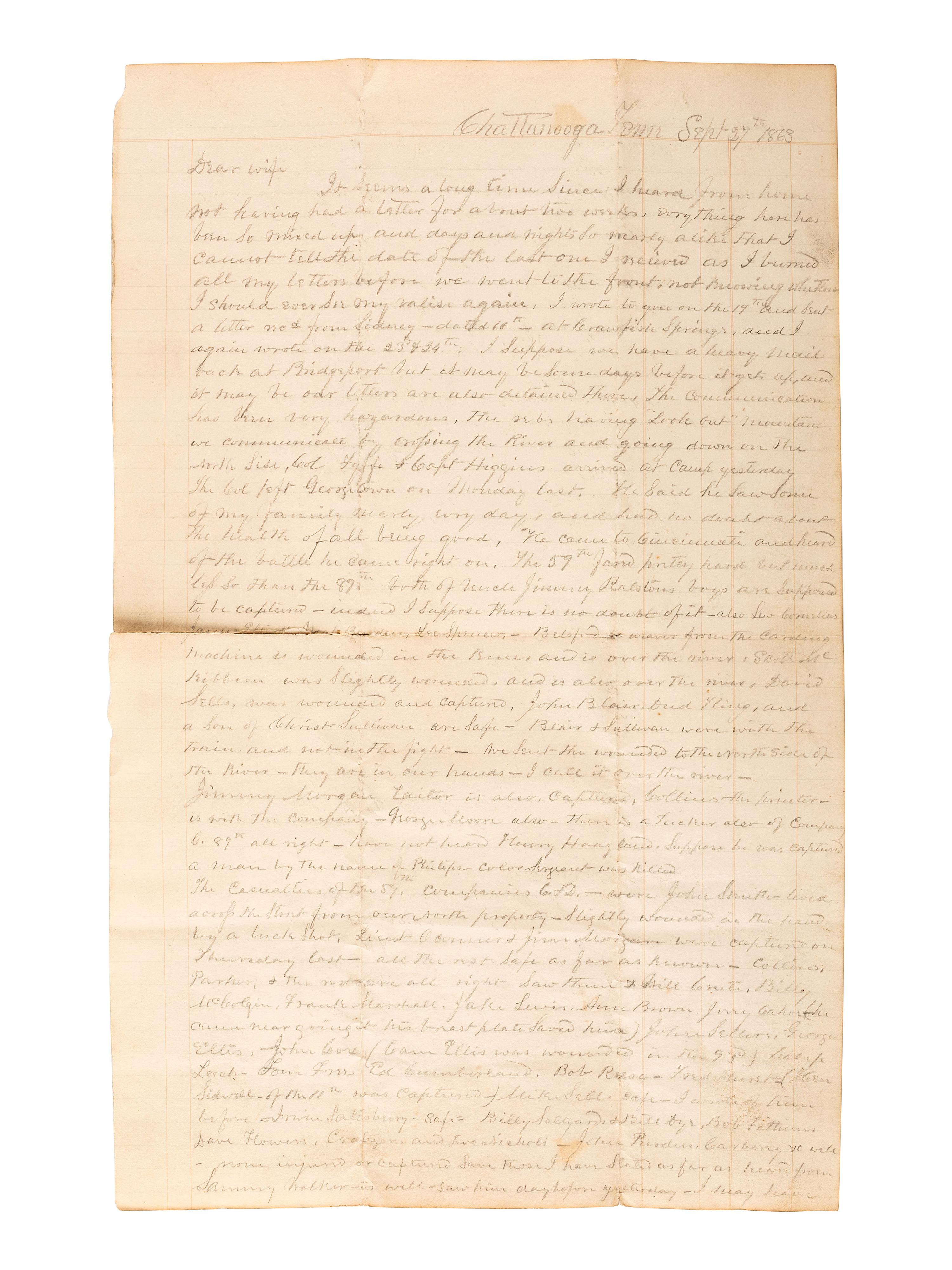 [CIVIL WAR]. Papers of Dr. Thomas Winslow Gordon (1819-1900), Brigade Surgeon and surgeon in the 97th Ohio Volunteer Infantry, incl. description of the "Siege of Cincinnati" and Western Theater engagements.