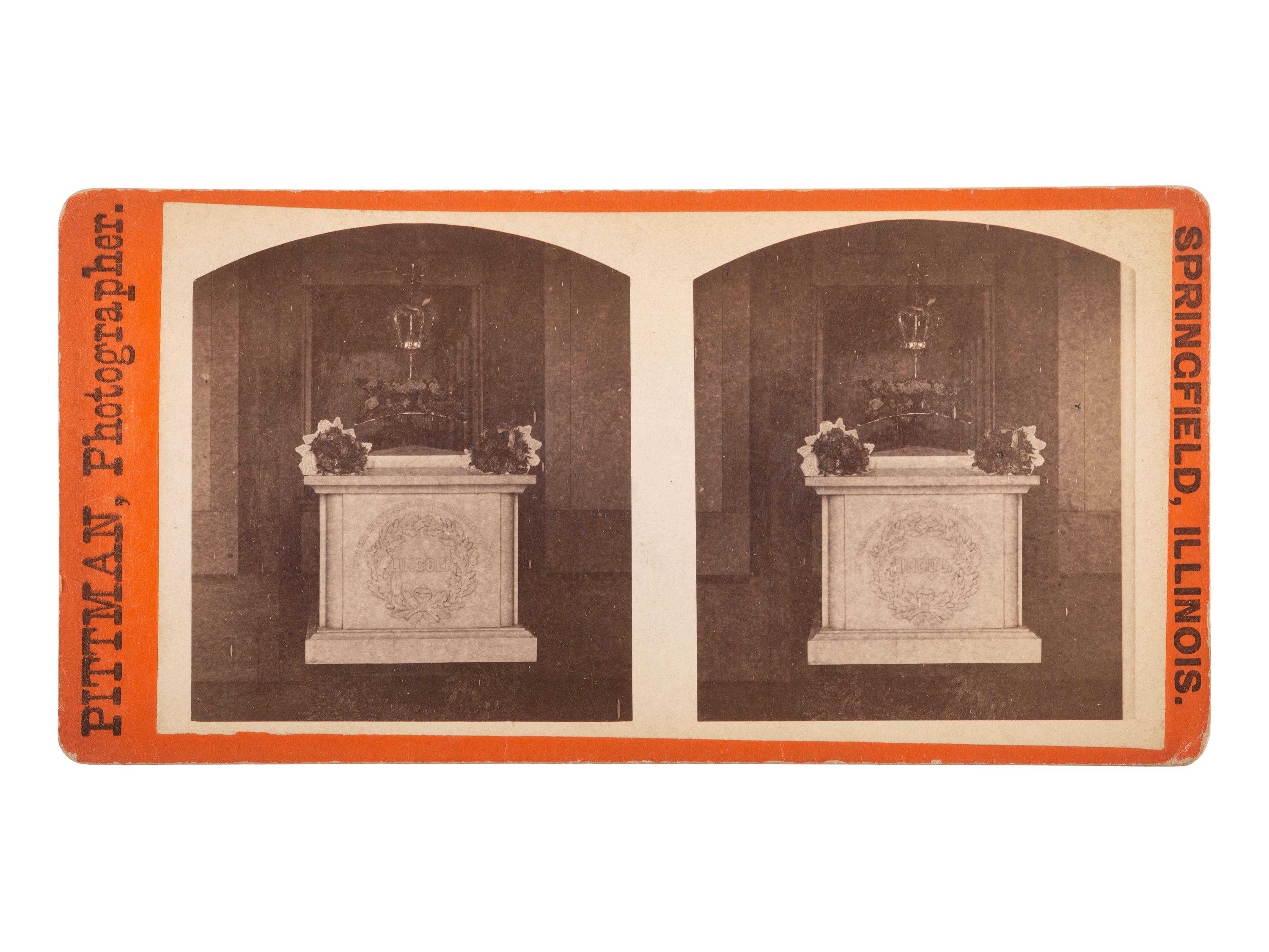 [LINCOLN, Abraham (1809-1865)]. PITTMAN, J.A.W., photographer. Catacomb and Sarcophagus, National Lincoln Monument . Springfield, IL: n.d.