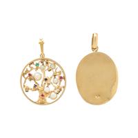 YELLOW GOLD OMEGA NECKLACE WITH TWO PENDANTS