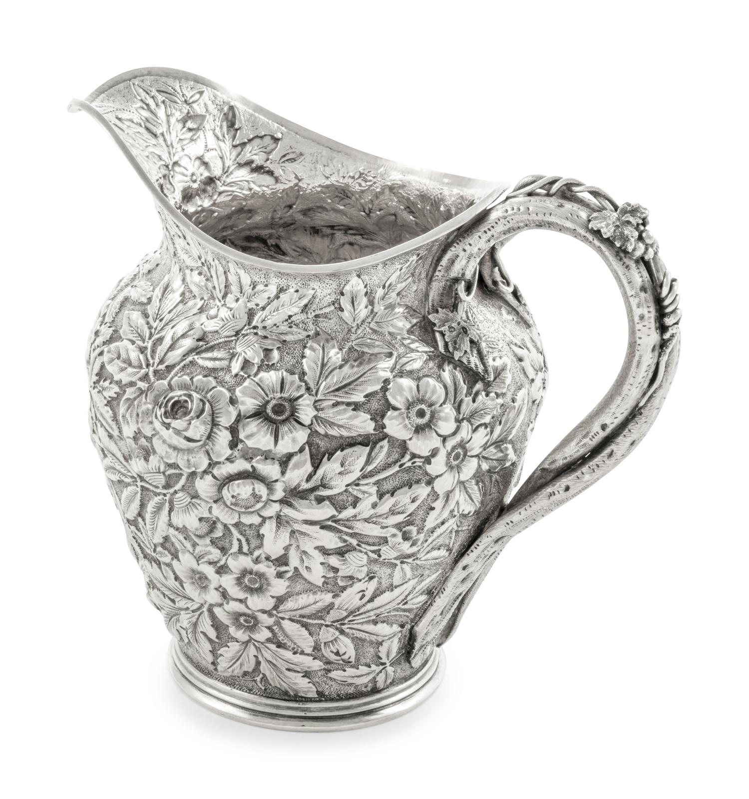 An American Silver Repousse Pitcher