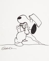 (Cartoon Art) SCHULZ, Charles (1922-2000). Pen and ink drawing of ‘Snoopy’ from “The Peanuts.”