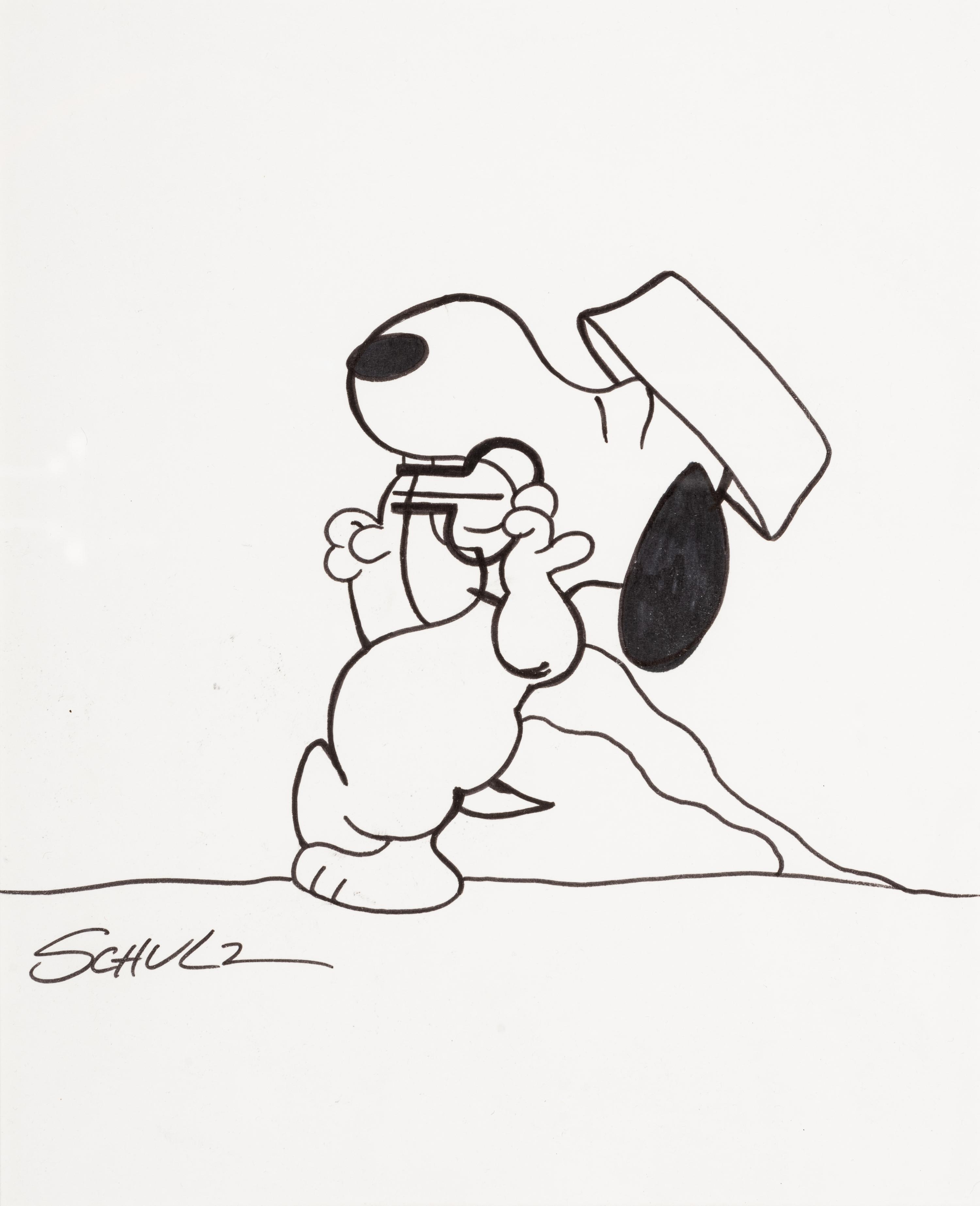 (Cartoon Art) SCHULZ, Charles (1922-2000). Pen and ink drawing of ‘Snoopy’ from “The Peanuts.”
