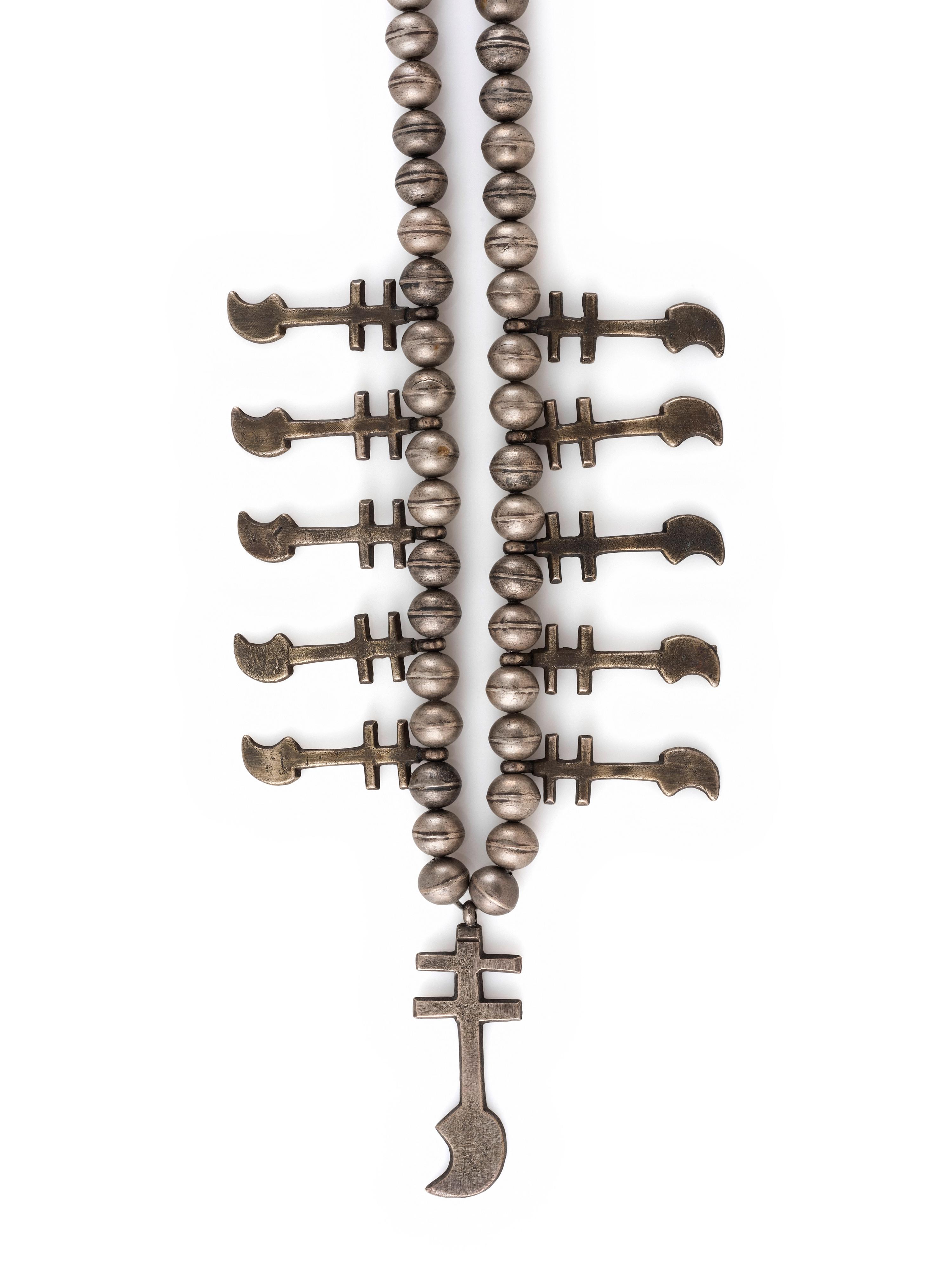 Isleta Silver Double Cross Necklace