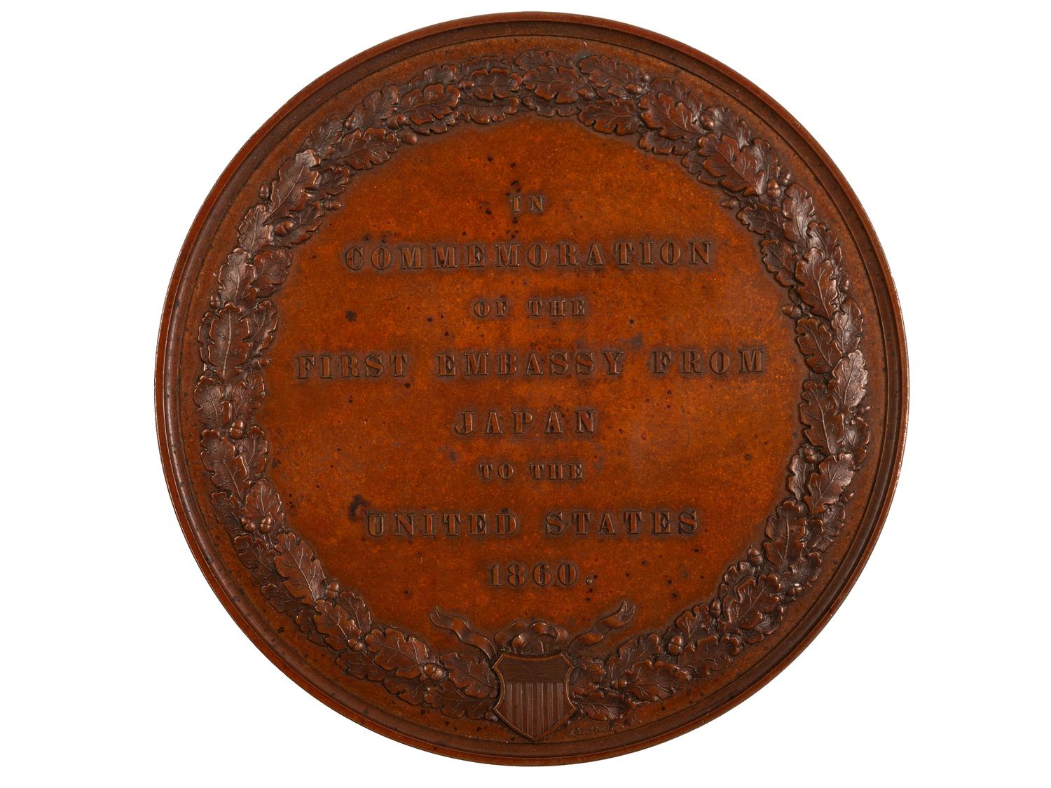 [BUCHANAN, James (1791-1868)]. Bronze Japanese Embassy medal in original presentation box. 1860.