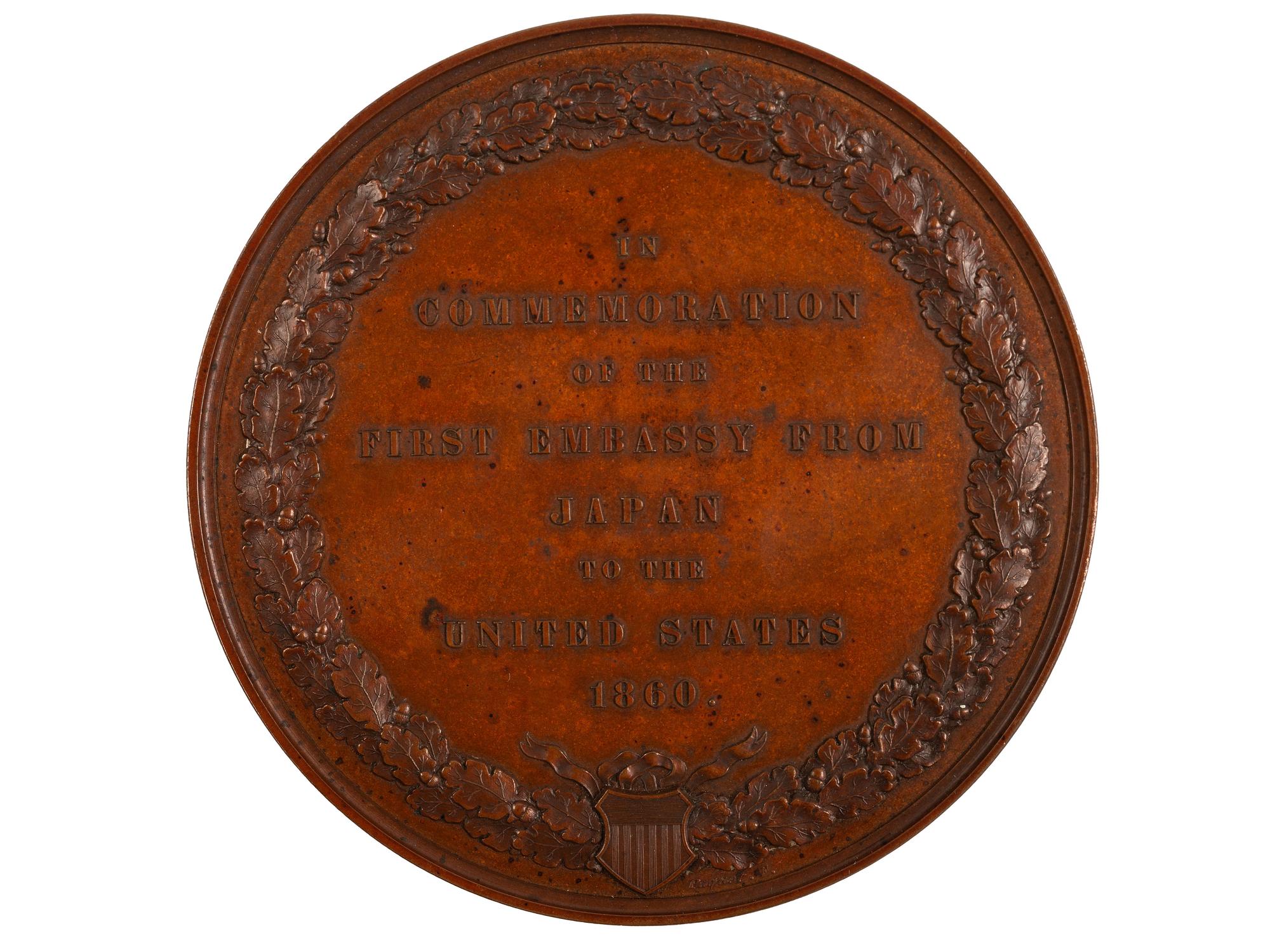 [BUCHANAN, James (1791-1868)]. Bronze Japanese Embassy medal in original presentation box. 1860.