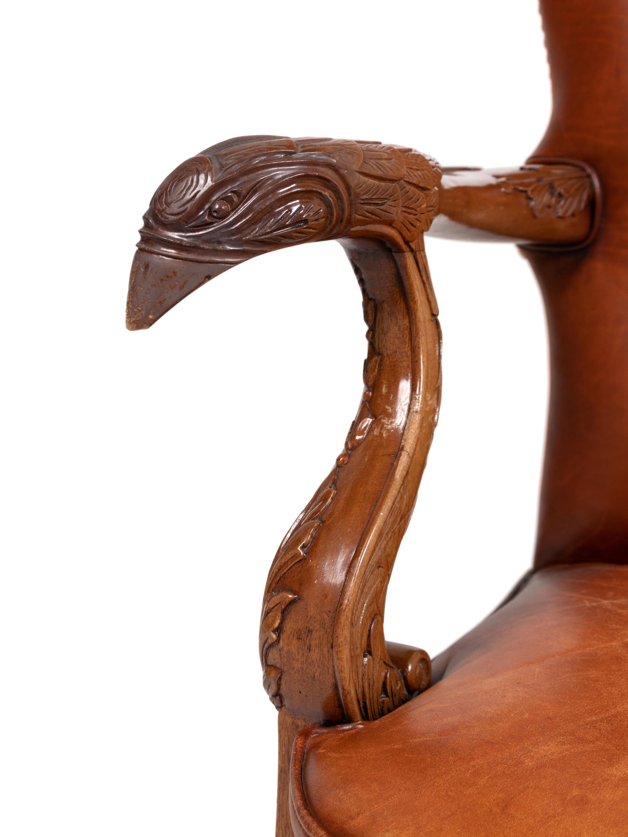 A George II Style Leather Upholstered Mahogany Executive Chair