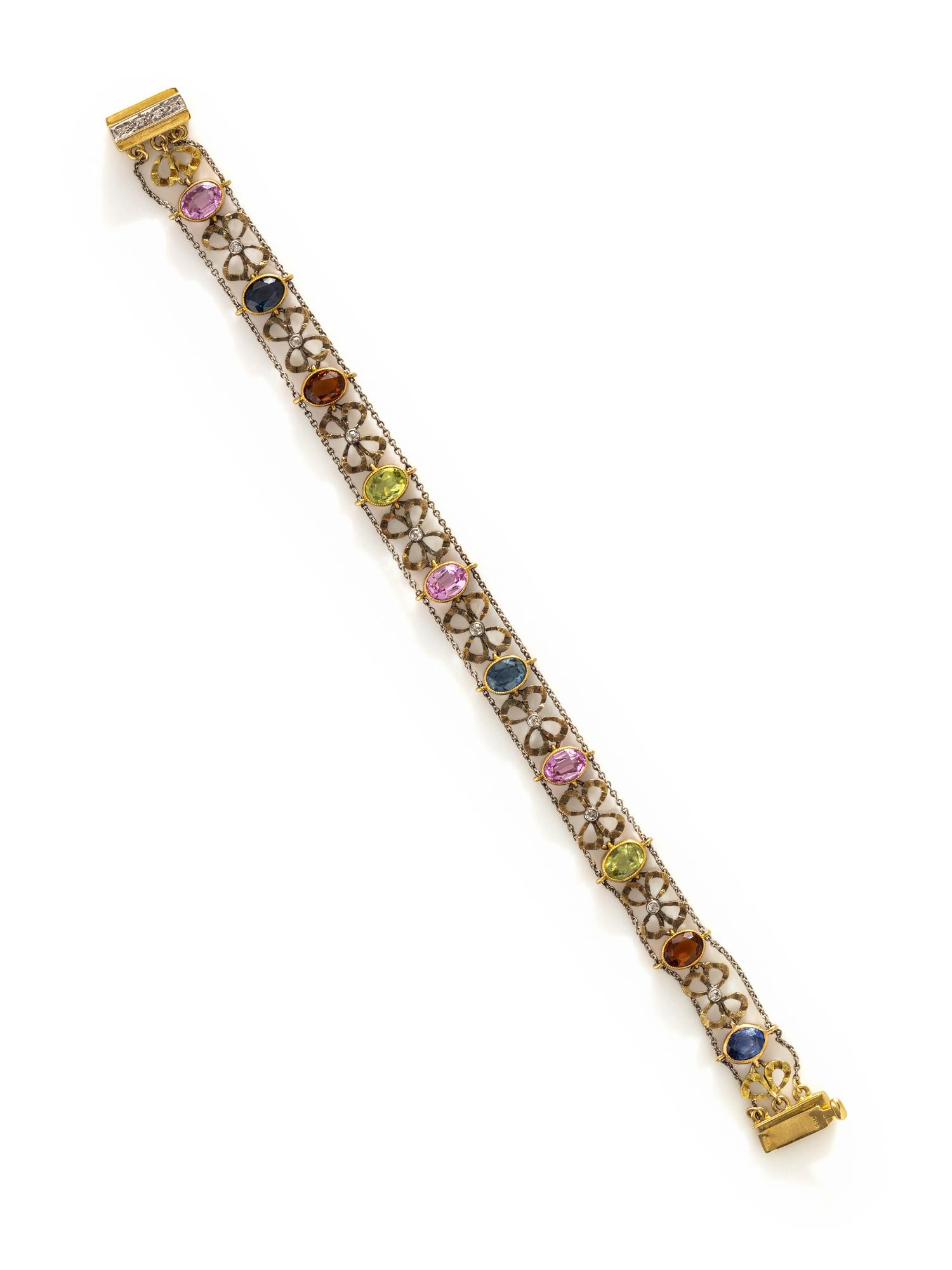 ANTIQUE, AUSTRO-HUNGARIAN, DIAMOND AND MULTIGEM BRACELET