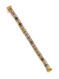 ANTIQUE, AUSTRO-HUNGARIAN, DIAMOND AND MULTIGEM BRACELET