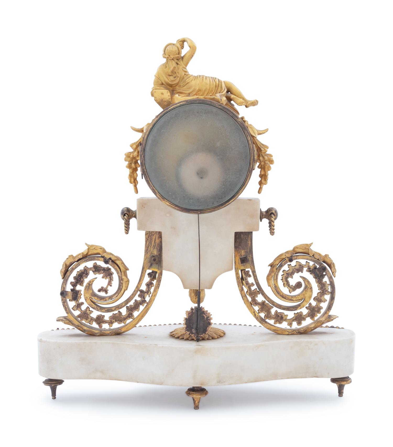 A French Gilt Bronze and Blue Jasperware Mounted Mantel Clock
