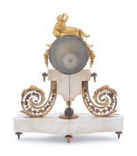 A French Gilt Bronze and Blue Jasperware Mounted Mantel Clock