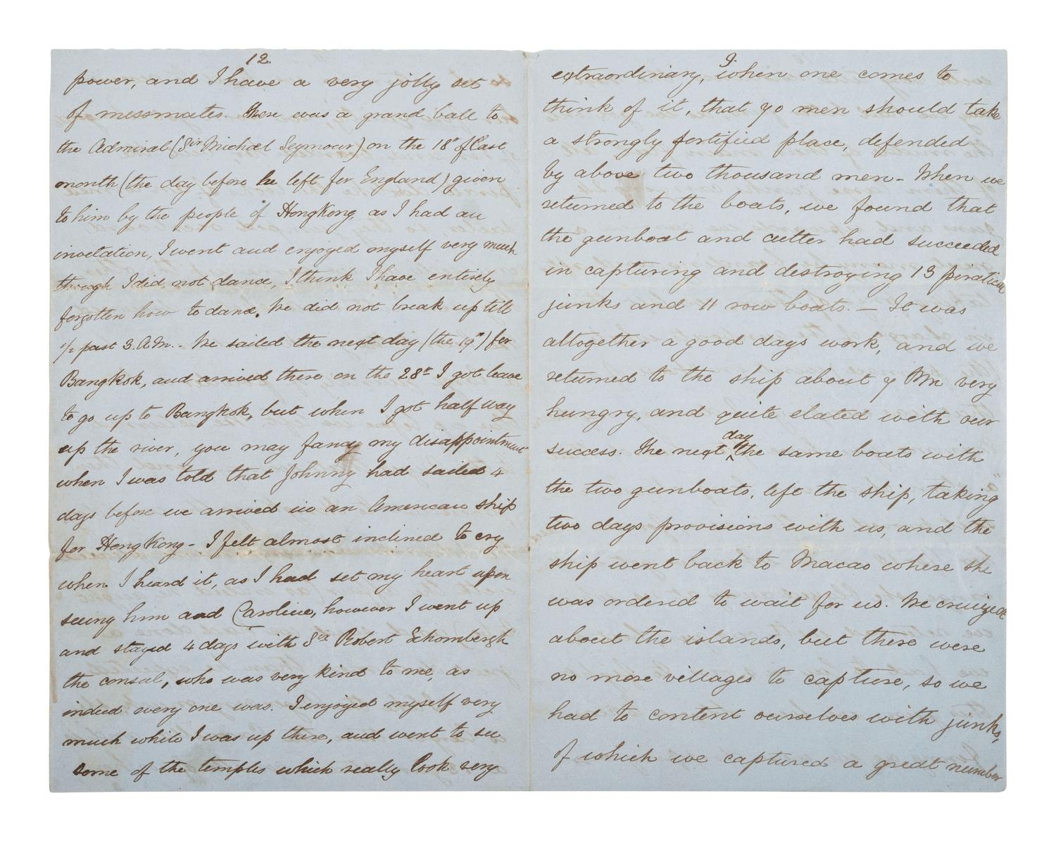 [MARITIME]. Markham, Sir Albert H. ALS on the HMS Niger describing pursuit of pirates. 1859.