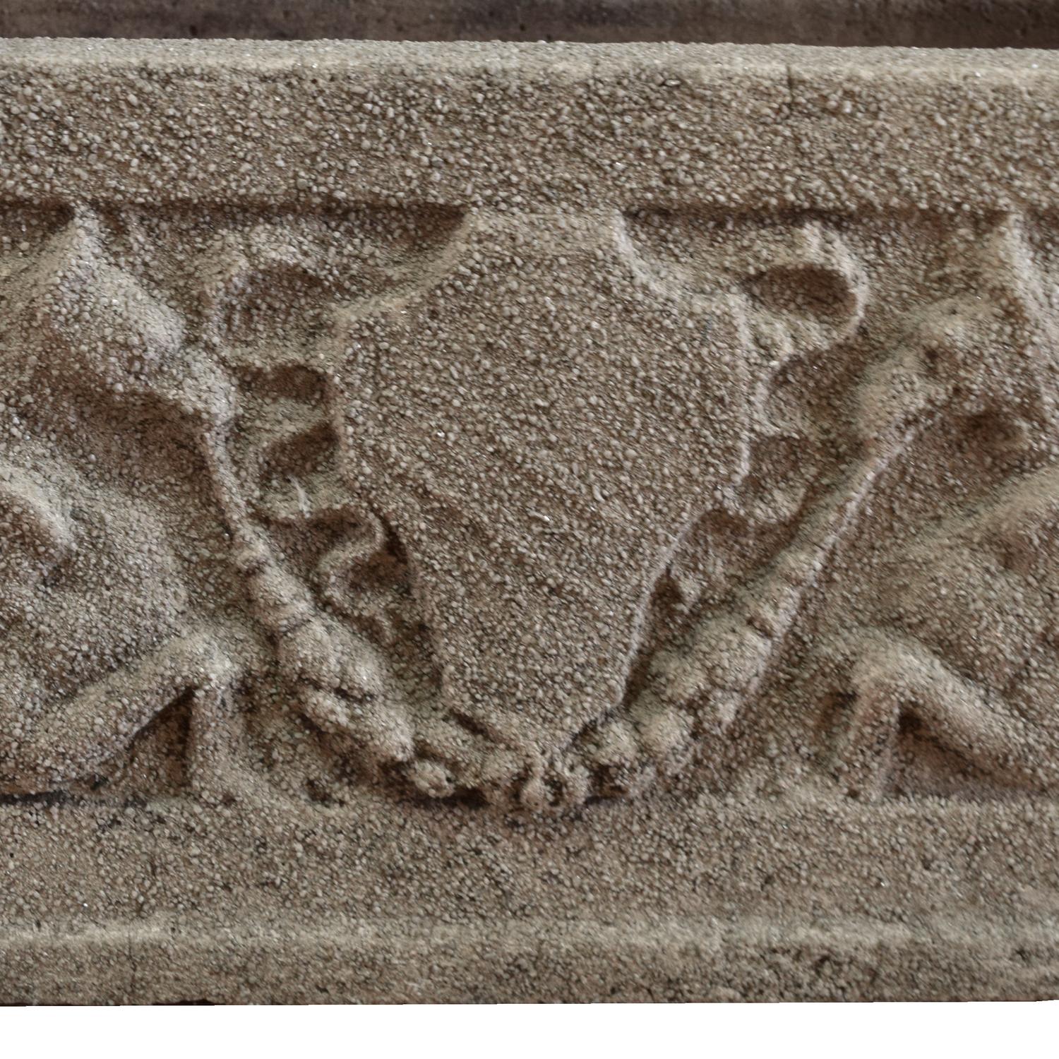 A Cast Stone Planter with Vine Decoration 36" W x 11.5" D x 11" H — United States, Early 20th Century