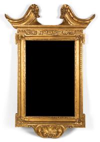 A Georgian Style Carved Giltwood Mirror Height 51 1/2 x width 34 1/4 inches. — 20TH CENTURY