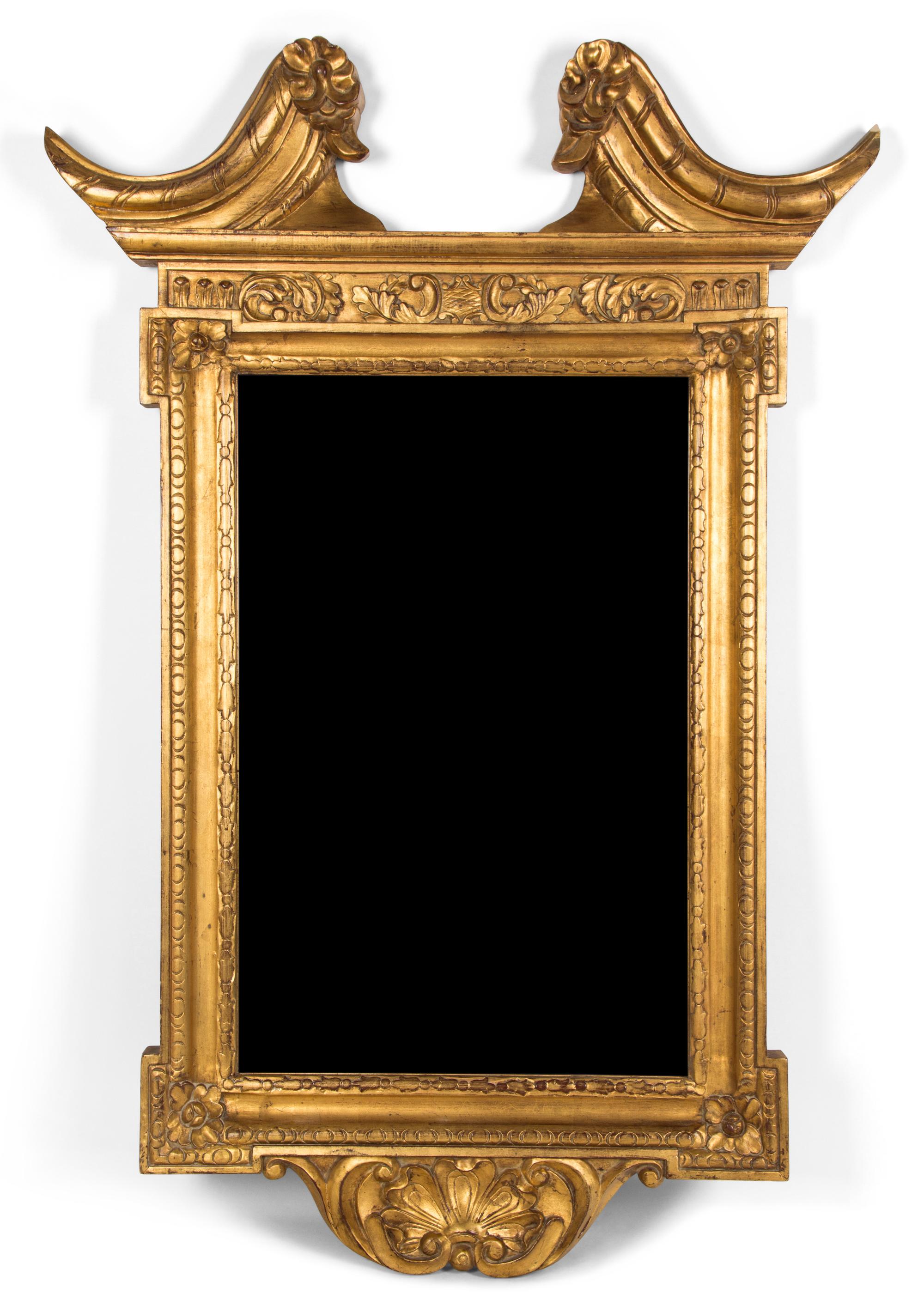 A Georgian Style Carved Giltwood Mirror Height 51 1/2 x width 34 1/4 inches. — 20TH CENTURY