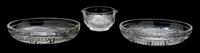 Three Cut Glass Bowls Length of largest 10 1/4 inches.