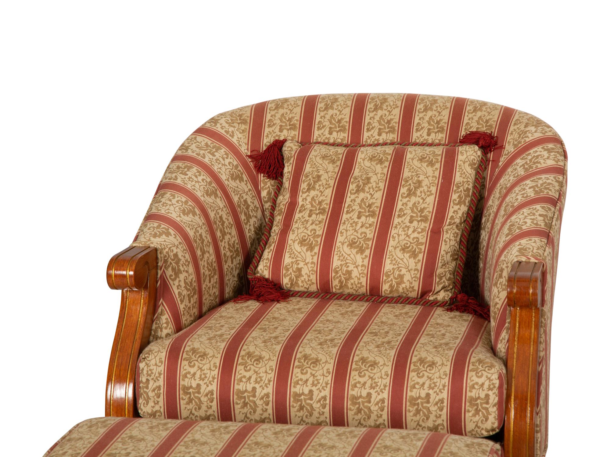 A Pair of Louis XVI Style Bergeres with Matching Ottomans