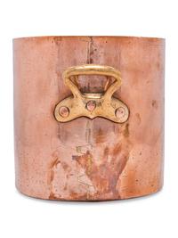 A French Copper Stock Pot with Brass Handles