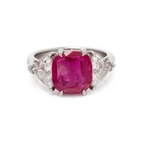 A RARE UNHEATED BURMESE RUBY AND DIAMOND RING