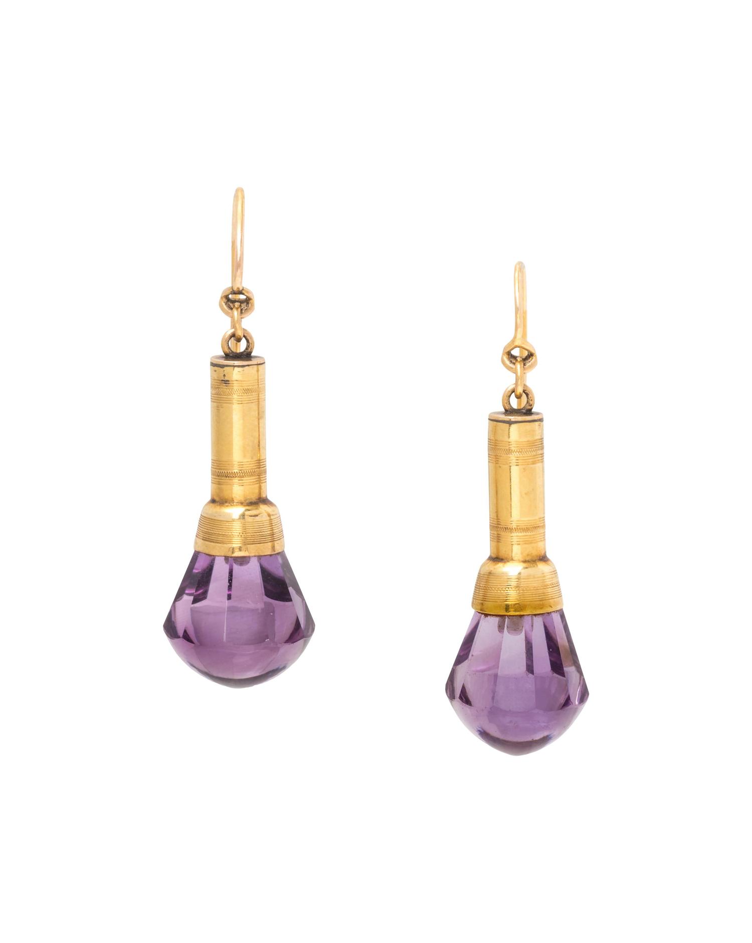 ANTIQUE, AMETHYST EARRINGS