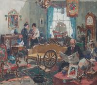 James Jeffrey Grant, (American, 1883-1960), Study for the Antique Shop