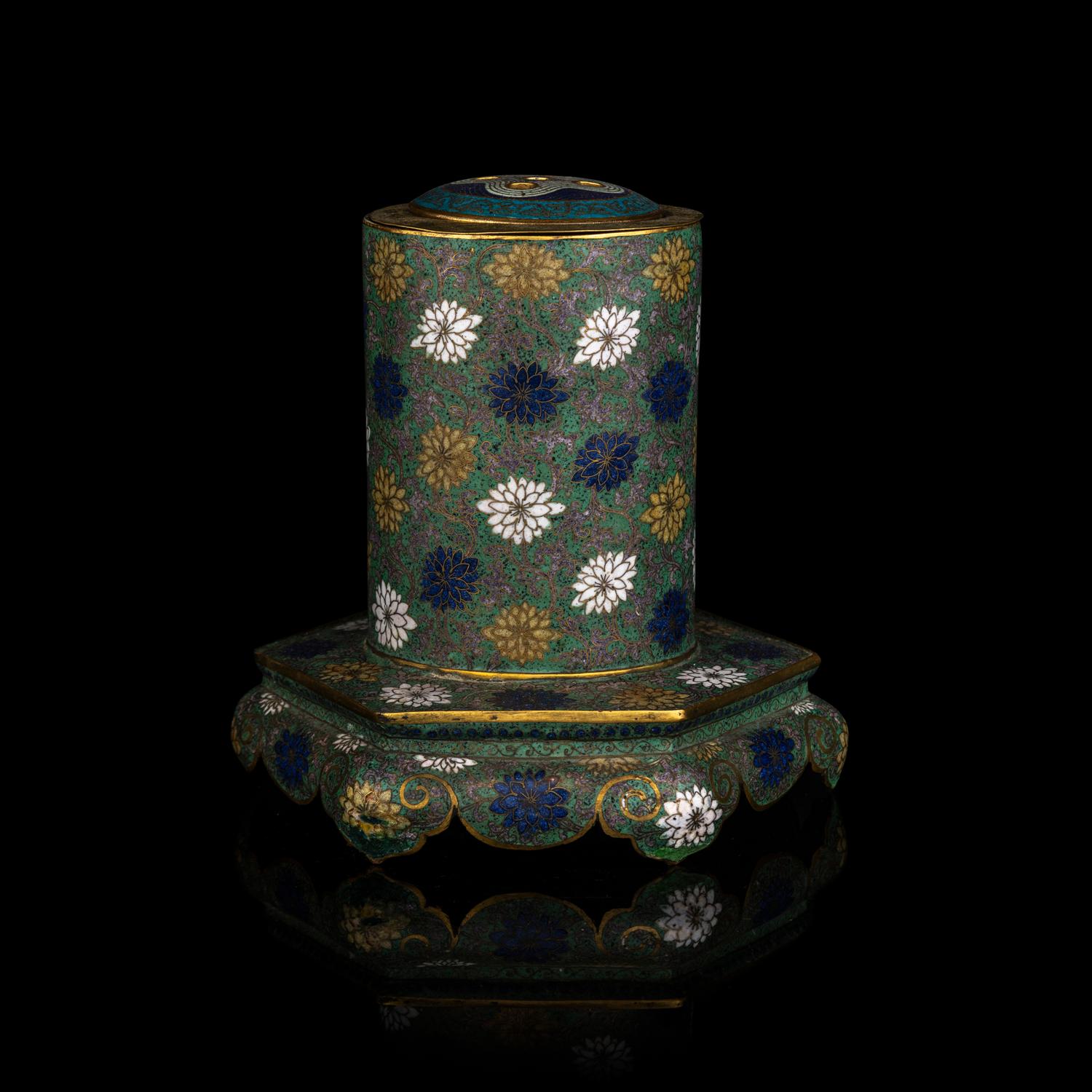 A Chinese Cloisonné Enamel Flower Holder, Huacha