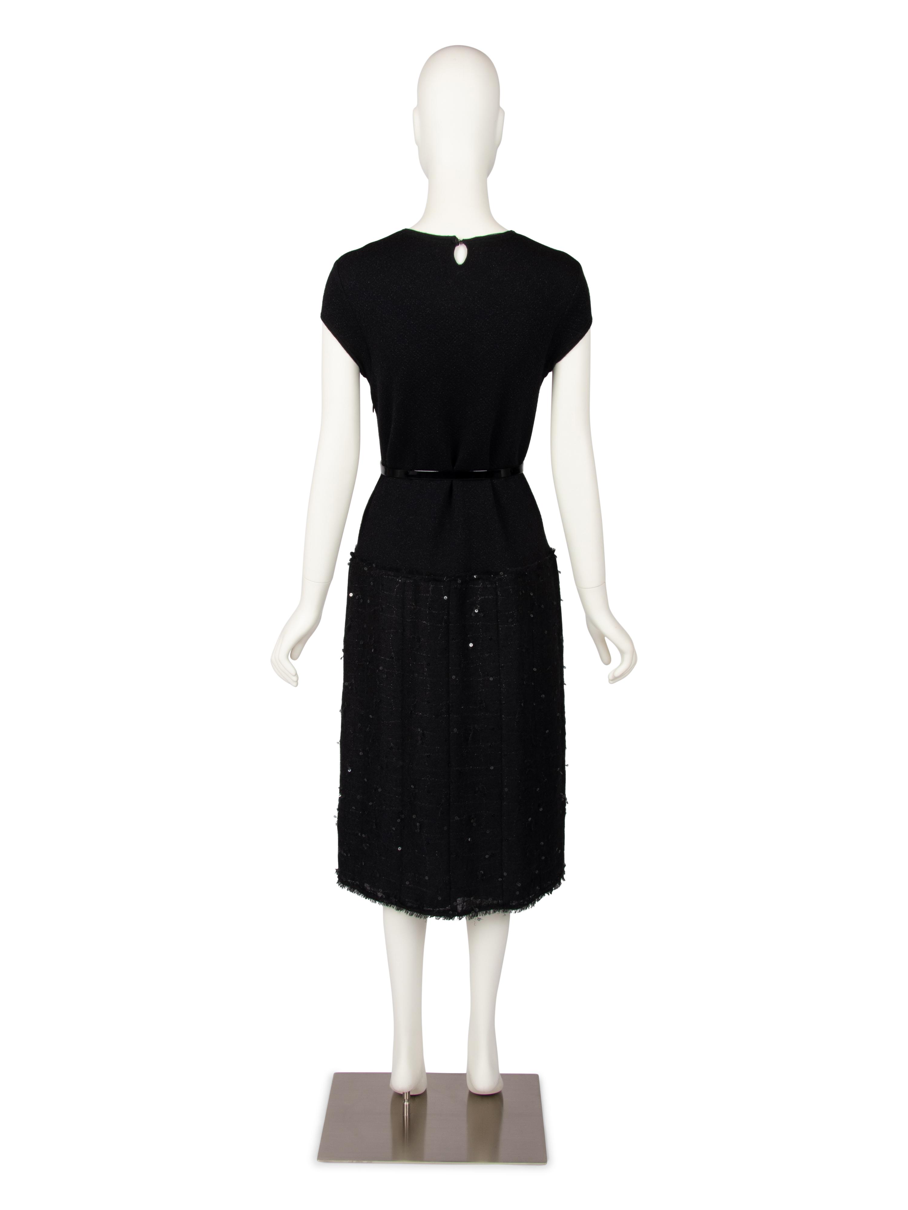 Chanel Black Sequined Dress, Belt, and Scarf, Autumn 2004