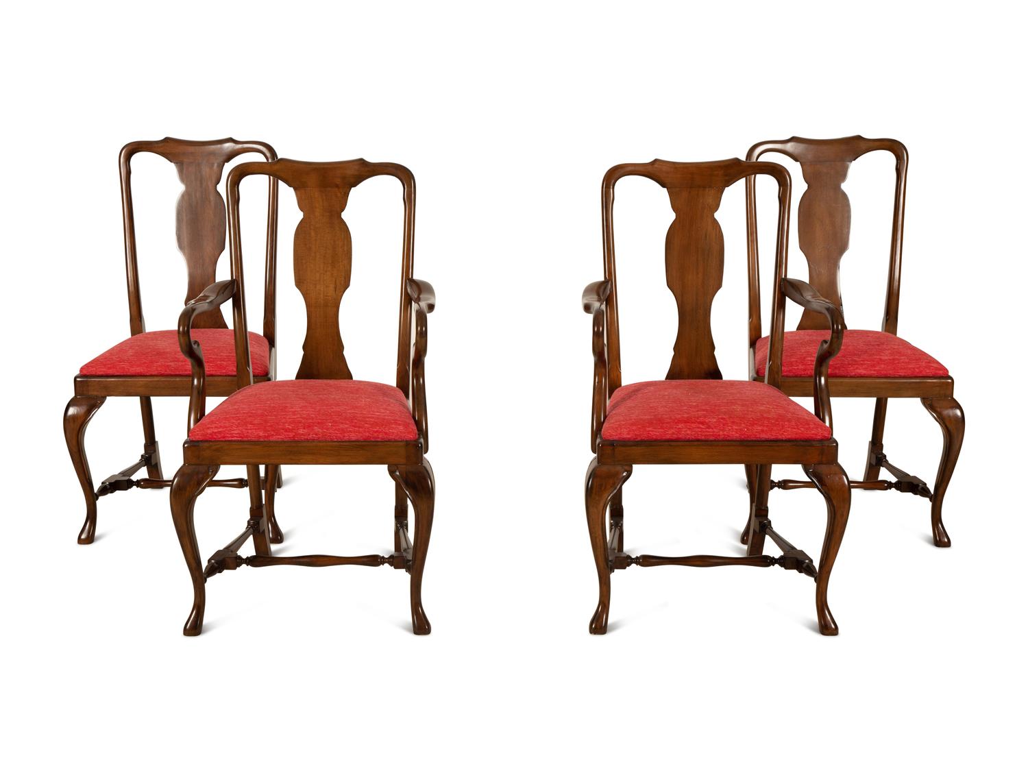 A Suite of Ten Queen Anne Style Mahogany Dining Chairs — 20th Century