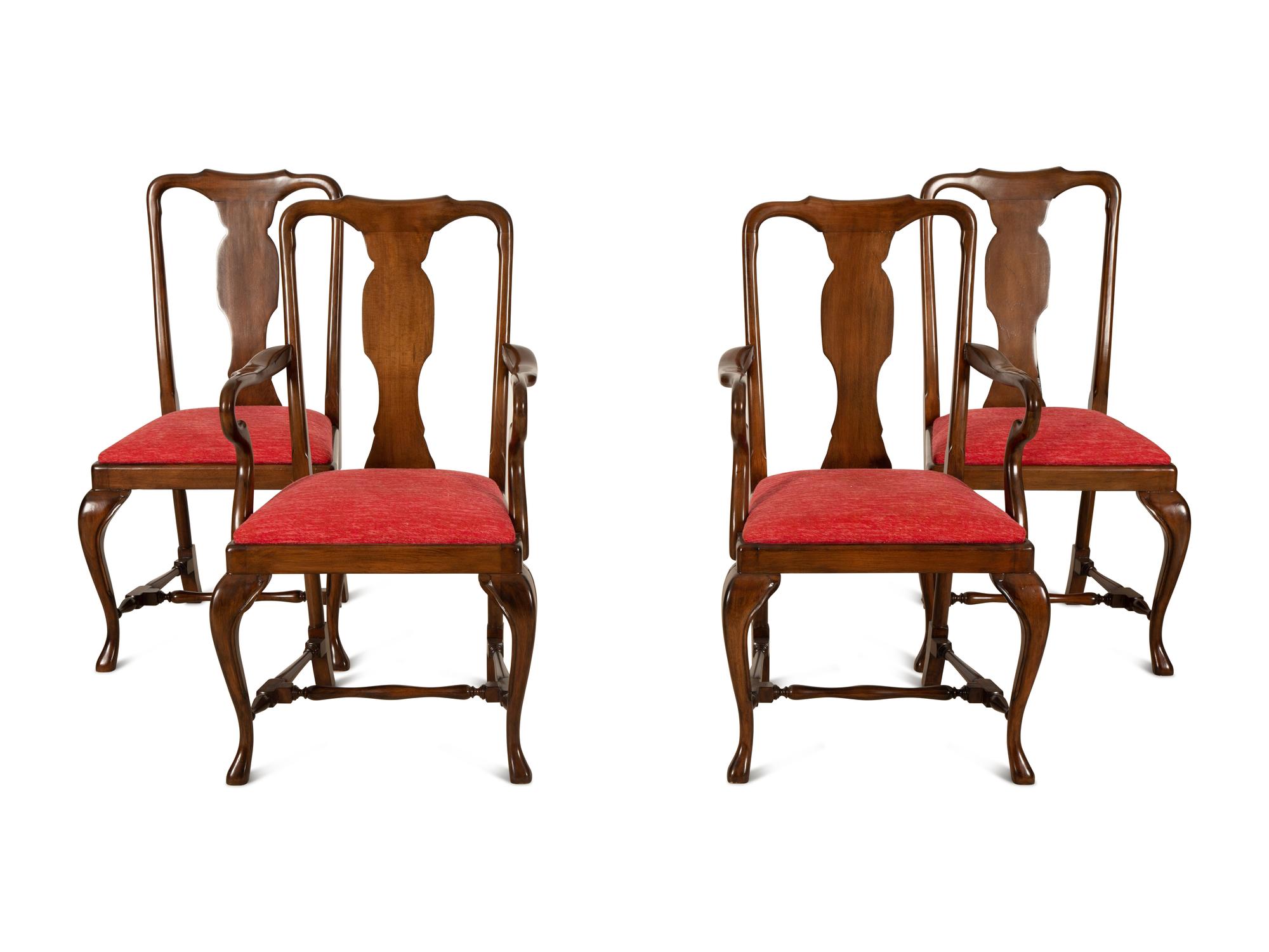 A Suite of Ten Queen Anne Style Mahogany Dining Chairs — 20th Century